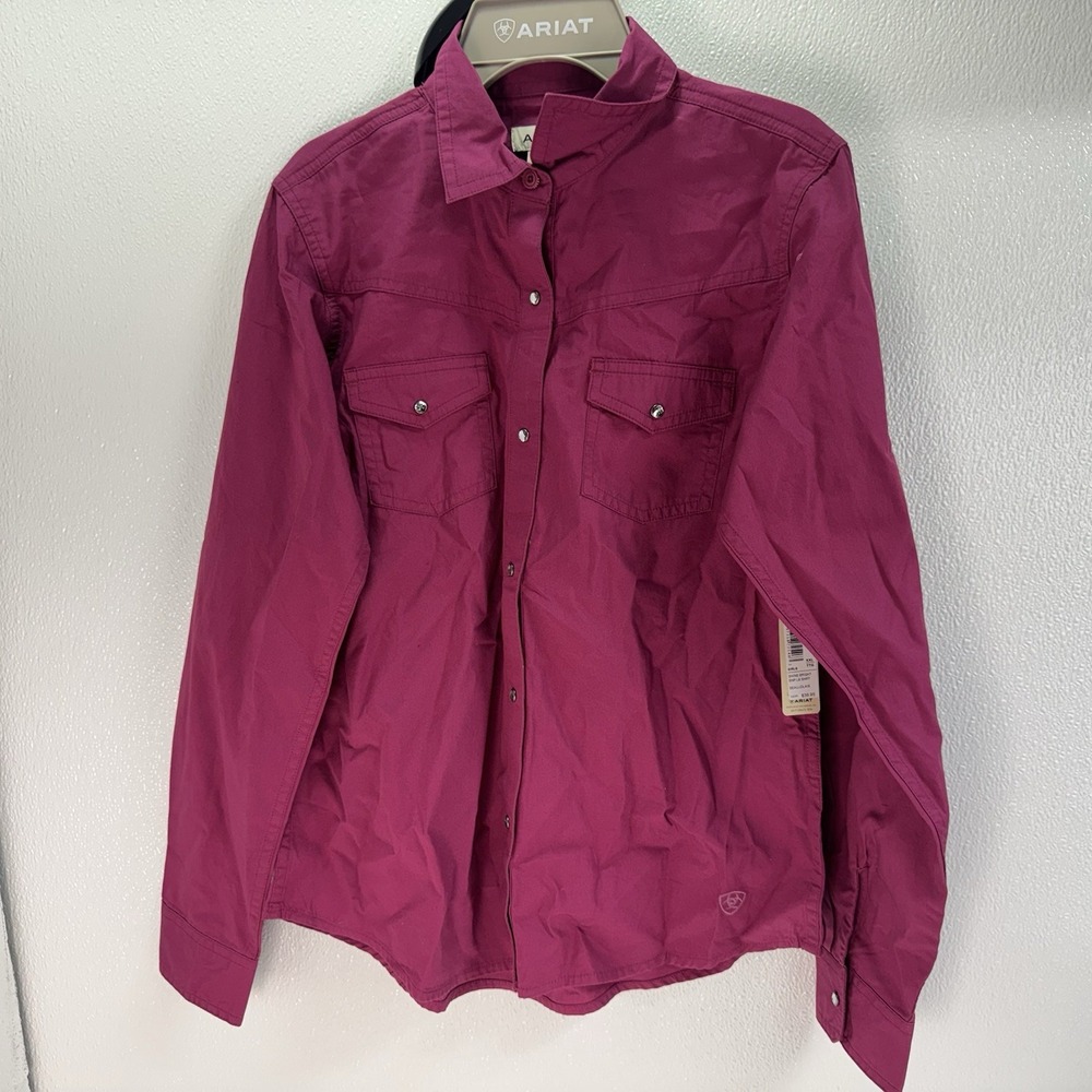 Ariat Button Front Shirt Girls XXL Long Sleeve Shine Bright / Color Beaujolais